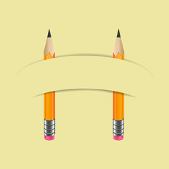 Two graphite pencils and paper banner