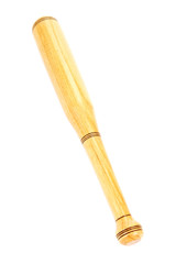 Wooden sports baseball bat isolated on white background.