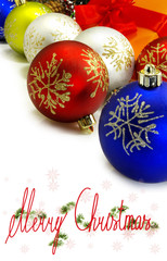 Image of different Christmas balls on a white background