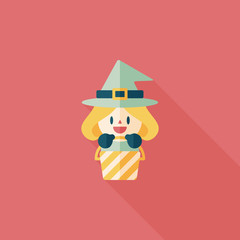 cute witch flat icon with long shadow,eps10