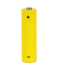 yellow small battery with positive and negative signs