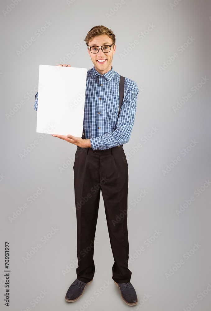 Aufkleber geeky hipster showing a card