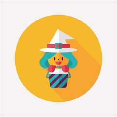 cute witch flat icon with long shadow,eps10