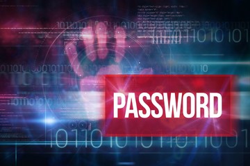 Password against blue technology design with binary code