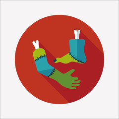 Halloween hand and leg flat icon with long shadow,eps10