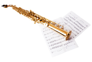 Musical notes and saxophone