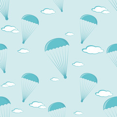 Seamless pattern with parachutes