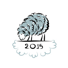 Sheep sketch, symbol of new year 2015