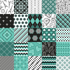 Seamless pattern big set in blue colors.