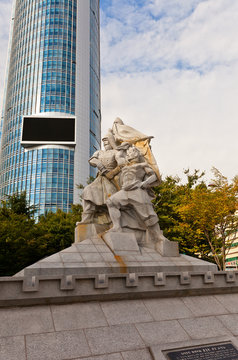 Statue of Korean general Yun Heung-Shin in Busan, Korea