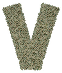 letter V made of old and dirty microprocessors