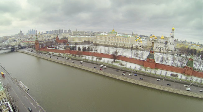 Kremlin embankment against Ivan Great bell tower