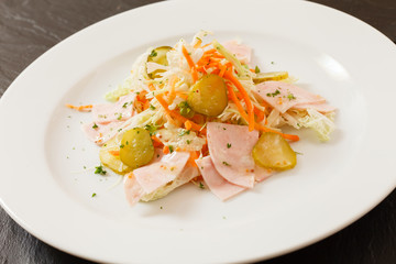 salad with ham