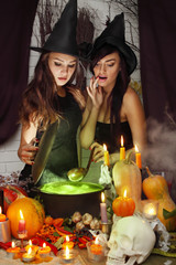 two witches brew potion