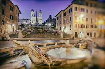 Naklejka premium Vintage style photograph of the Spanish Steps