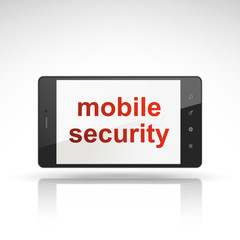 mobile security words on mobile phone