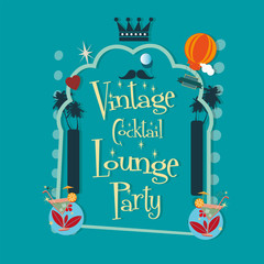 vintage cocktail bar illustration card