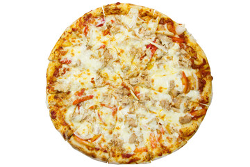 Delicious italian pizza over white