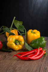Vegetables on wooden box