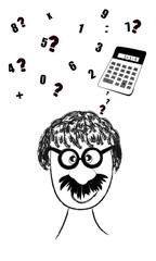 Hombre pensando en operaciones matemáticas