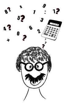 Hombre pensando en operaciones matem&aacute;ticas