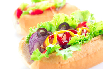 hot dog over white background