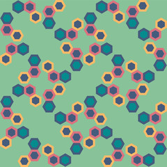 Seamless geometric green blue hexagon color  pattern