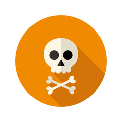 Halloween skull flat circle icon