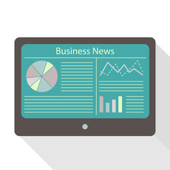 tablet display business news in flat design - infographic