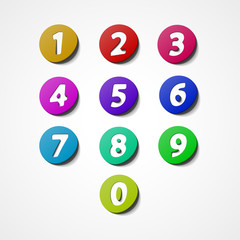 Numbers set, colorful web icon
