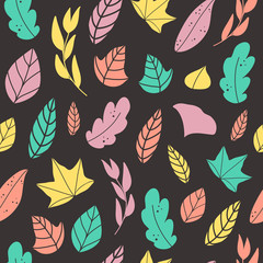 Autumn foliage vector seamless pattern