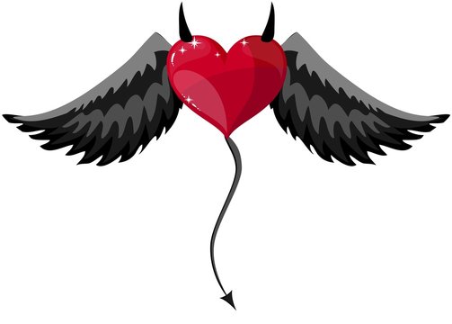 Devilish Heart With Horns And Wings