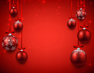 Background with red christmas balls.