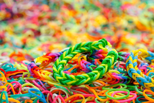 Colorful Loom Bracelet Rubber Bands Isolated On White Background