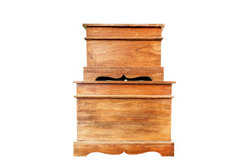 old wooden chest is isolated on white