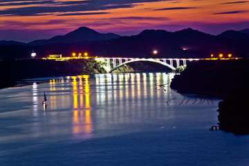 Sibenik bay bridge dusk view