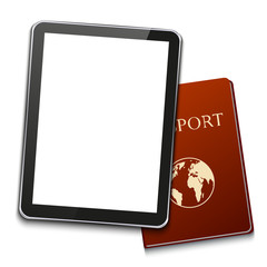vector modern computer tablet with passport