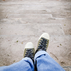green sneakers