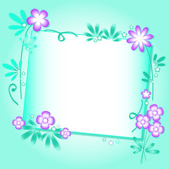 Turquoise background with floral ornament