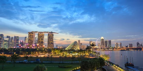 Foto auf Leinwand Singapore Skyline and view of Marina Bay © Noppasinw