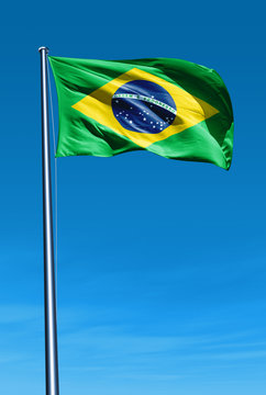 Brazil flag waving on the wind