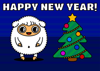 Sheep with christmas tree