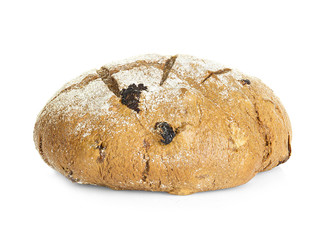 Homemade whole bread isolated on white background