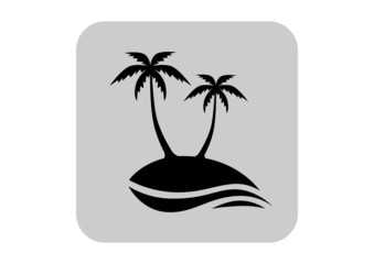 Island with palm trees on white background