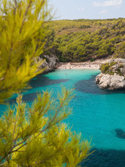 View of Macarelleta beach in Menorca.