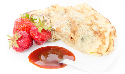 Pancakes with strawberries
