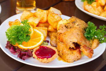 polish national dish - duck with apples and potato