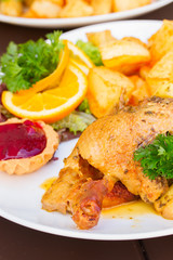 polish national dish - duck with apples and potato