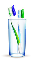 toothbrushes in a glass