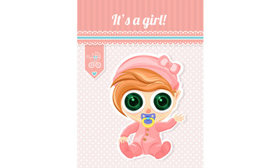 Baby Girl card, Vector illustration